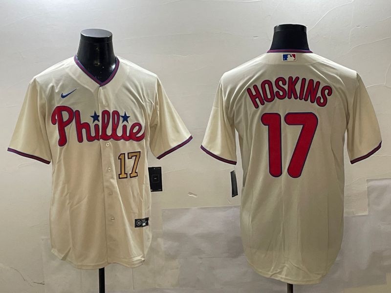 Men Philadelphia Phillies #17 Hoskins Cream Game 2025 Nike MLB Jersey style 2->philadelphia phillies->MLB Jersey